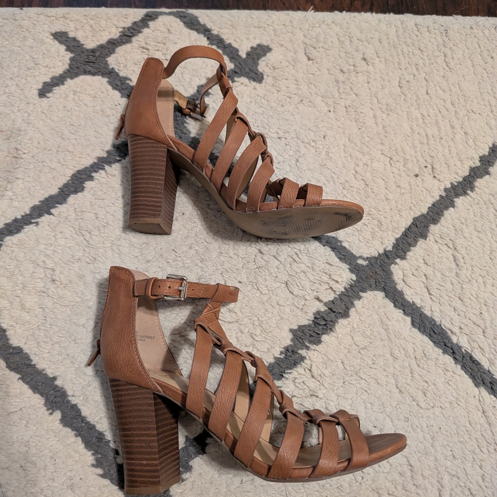 XOXO Brown Strappy Heeled Sandals